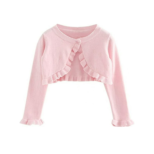 Baby Girls Knitted Sweater Bolero Shrug Printed Long Sleeve Dress Cover Up Cardigan Jacket Top